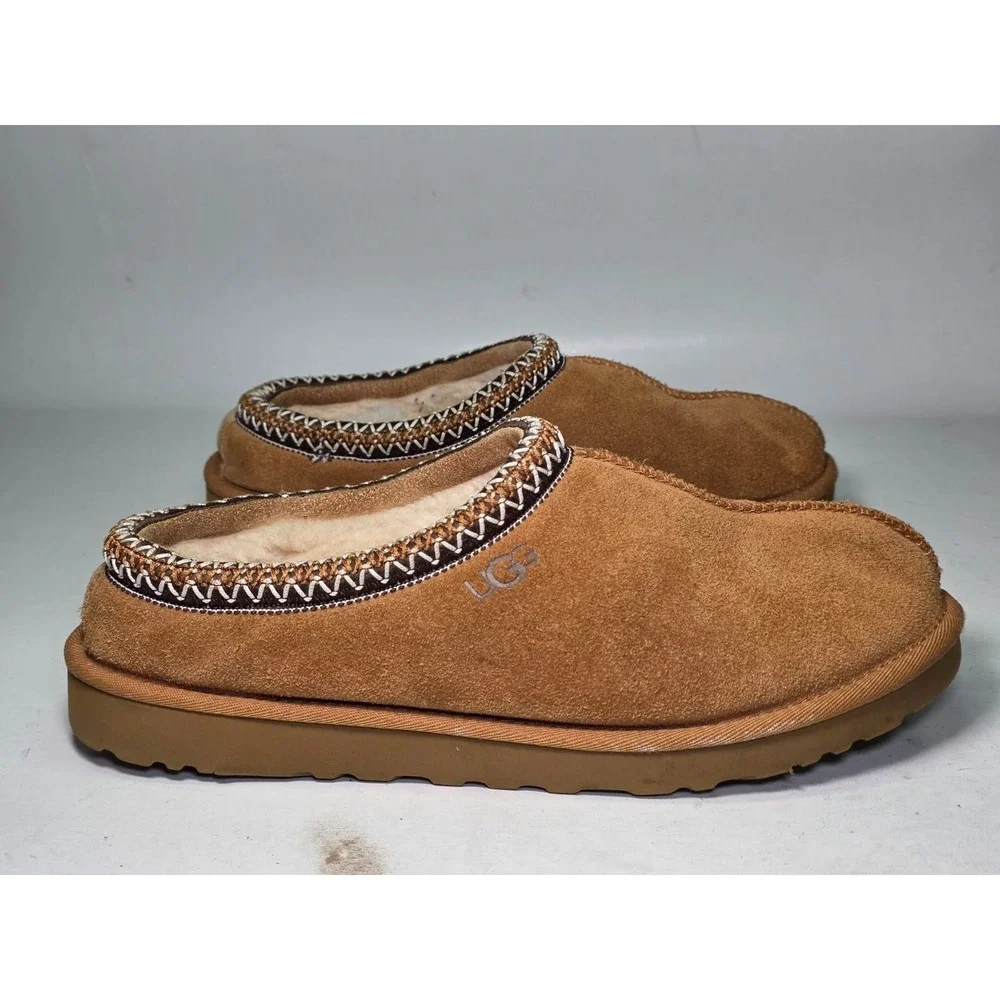 UGG Tasman Men's Size 11 Chestnut Tan Suede Slip-On Slippers Lined Comfort Shoes